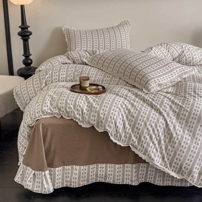 91家纺网 家纺一手货源 找家纺 可思家纺 2025新款法式皱皱纱四件套 罗马假日