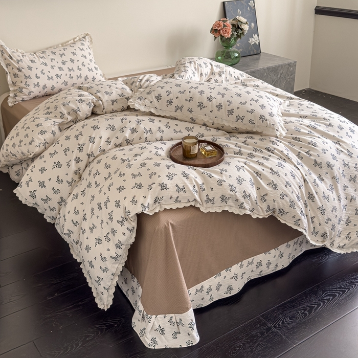 91家纺网 家纺一手货源 找家纺 可思家纺 2025新款法式皱皱纱四件套 秋语