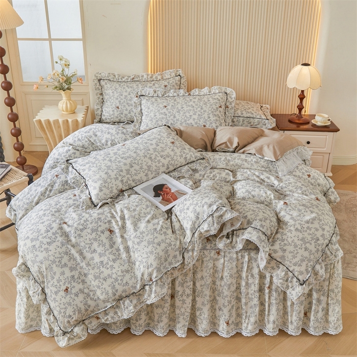 91家纺网 家纺一手货源 找家纺 （总）缦彩 2025新款韩版纯棉床裙四件套