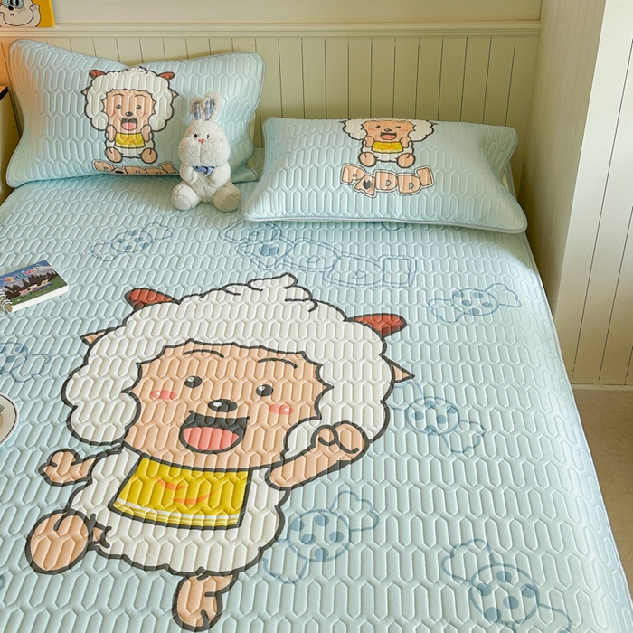 91家纺网 家纺一手货源 找家纺 金爱家 2025新款凉感丝乳胶凉席 乳胶-懒羊羊