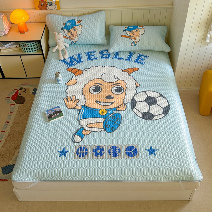 91家纺网 家纺一手货源 找家纺 金爱家 2025新款凉感丝乳胶凉席 乳胶-足球小子