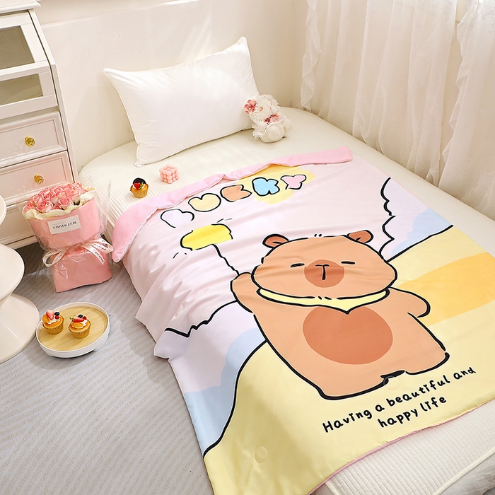 91家纺网 家纺一手货源 找家纺 八零年代 2025新款儿童A类天丝夏被冰爽棉空调被凉感被幼儿园凉席夏被三件套