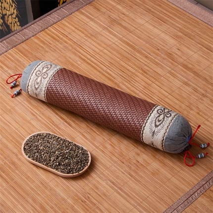 91家纺网 家纺一手货源 找家纺 （总）织布人 2025新款颈椎枕夏季凉感冰藤圆柱枕PE藤麻将枕反弓颈椎不适专用枕43*10*8cm