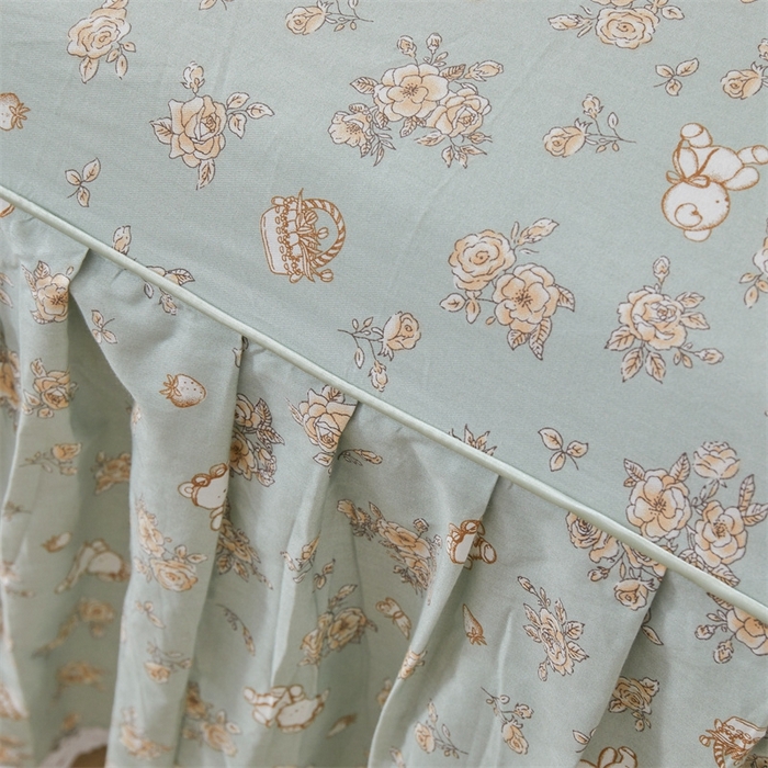 91家纺网 家纺一手货源 找家纺 缦彩 2025新款韩版纯棉床裙四件套 贝丽花都