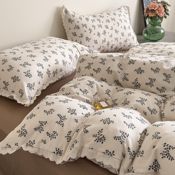 91家纺网 家纺一手货源 找家纺 可思家纺 2025新款法式皱皱纱四件套 秋语