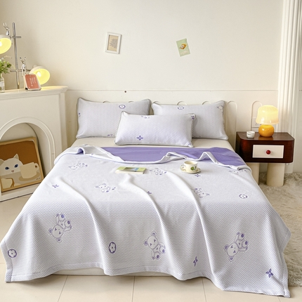卡伦家纺2025凉豆豆冰丝毯系列 小熊——紫