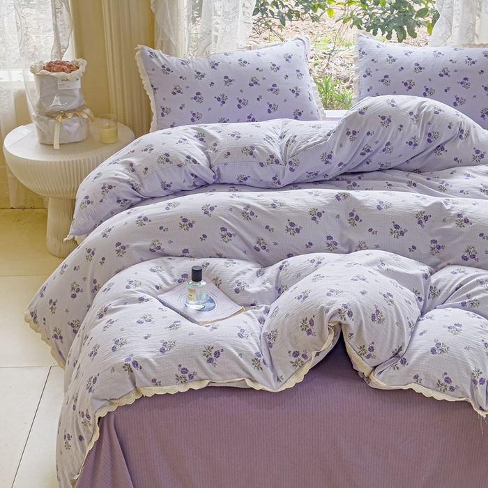 91家纺网 家纺一手货源 找家纺 可思家纺 2025新款法式皱皱纱四件套 绮梦