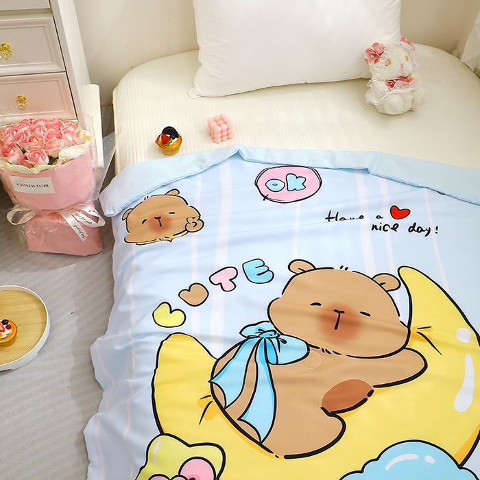 91家纺网 家纺一手货源 找家纺 八零年代 2025新款儿童A类天丝夏被冰爽棉空调被凉感被幼儿园凉席夏被三件套