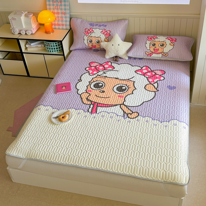 91家纺网 家纺一手货源 找家纺 金爱家 2025新款凉感丝乳胶凉席 乳胶-美羊羊公主