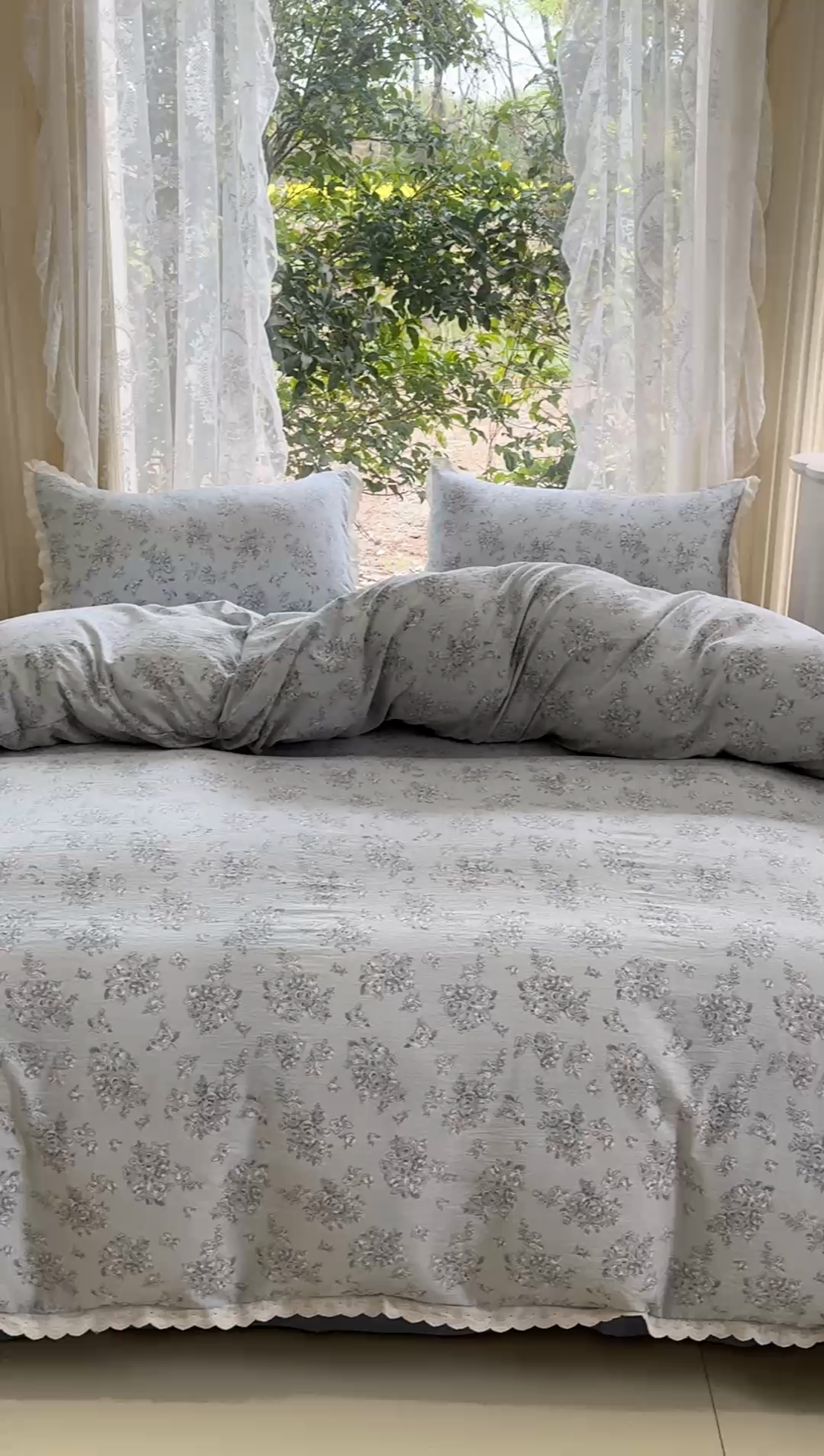 91家纺网 家纺一手货源 找家纺 可思家纺 2025新款法式皱皱纱四件套 莱茵河畔