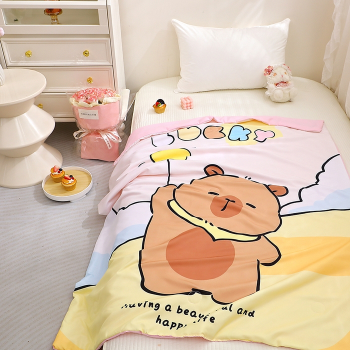 91家纺网 家纺一手货源 找家纺 八零年代 2025新款儿童A类天丝夏被冰爽棉空调被凉感被幼儿园凉席夏被三件套