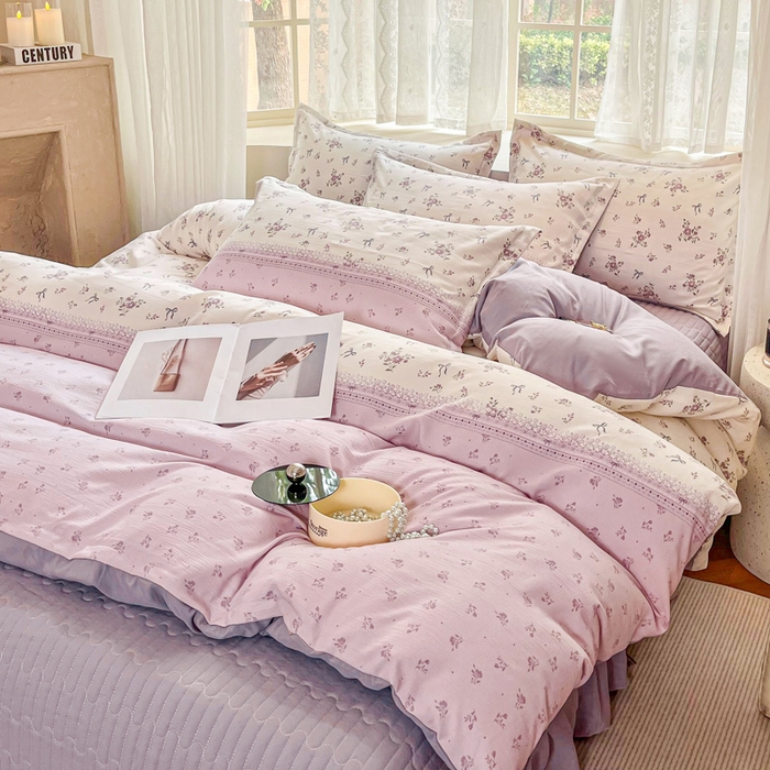 91家纺网 家纺一手货源 找家纺 （总）2025斯卡诺新款拼色针织水洗棉床盖四件套