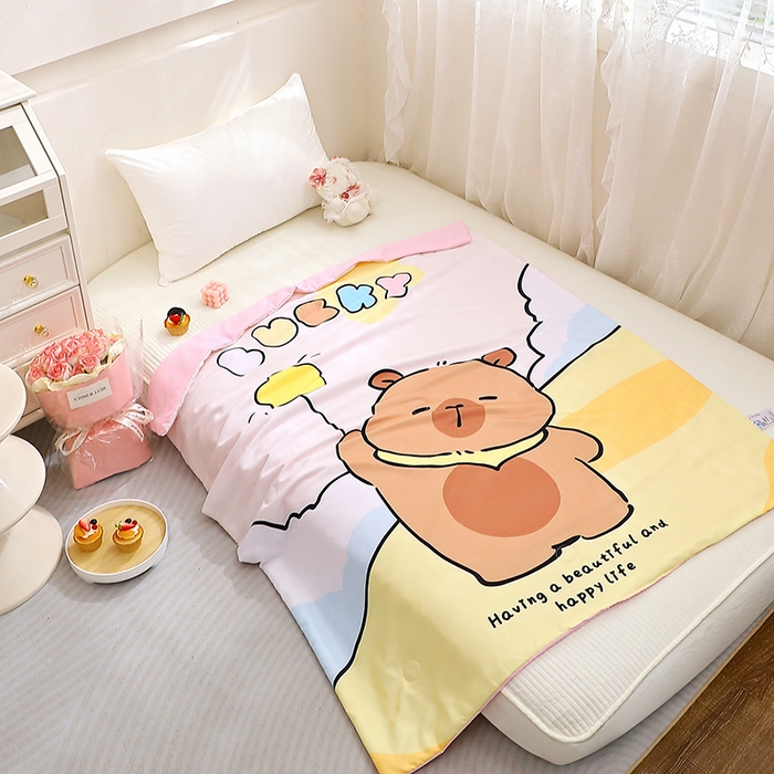 91家纺网 家纺一手货源 找家纺 八零年代 2025新款儿童A类天丝夏被冰爽棉空调被凉感被幼儿园凉席夏被三件套