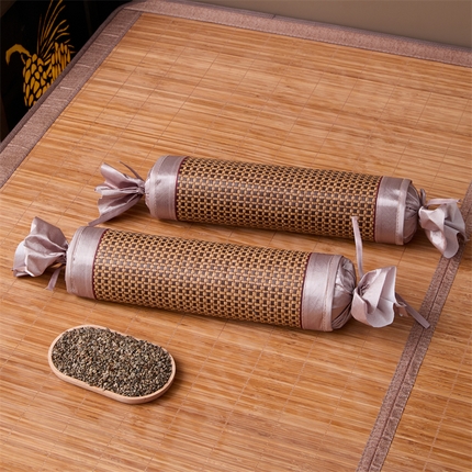 91家纺网 家纺一手货源 找家纺 （总）织布人 2025新款颈椎枕夏季凉感冰藤圆柱枕PE藤麻将枕反弓颈椎不适专用枕43*10*8cm