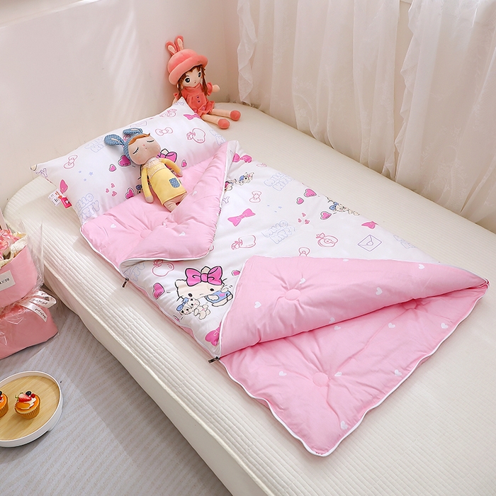 91家纺网 家纺一手货源 找家纺 八零年代 2024新款三丽鸥睡袋儿童一体防踢被 纯棉四季款