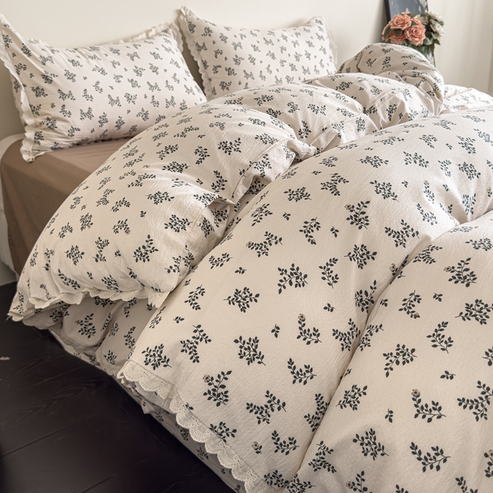 91家纺网 家纺一手货源 找家纺 可思家纺 2025新款法式皱皱纱四件套 秋语