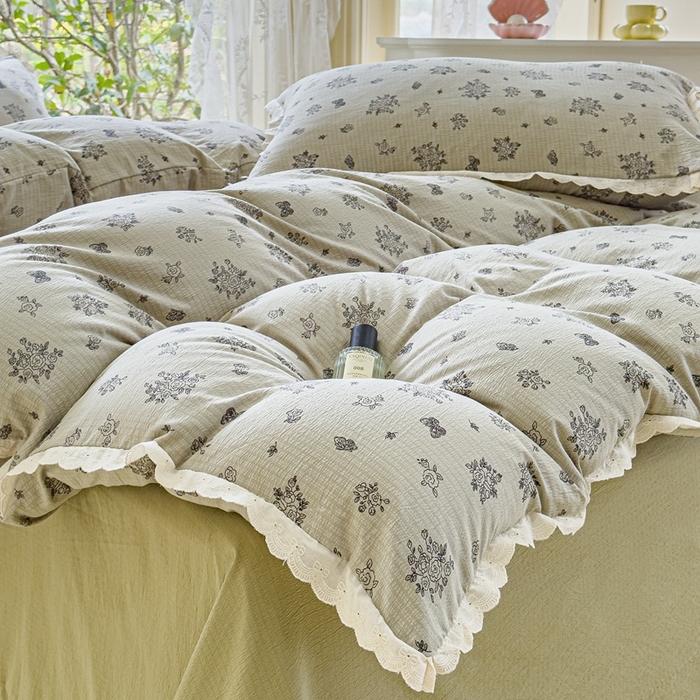 91家纺网 家纺一手货源 找家纺 （总）可思家纺 2025新款法式皱皱纱四件套