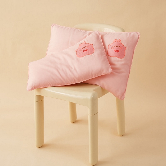 91家纺网 家纺一手货源 找家纺 喜多兔2025新款小轻柔纯棉双层纱枕套枕头 粉色Q小兔