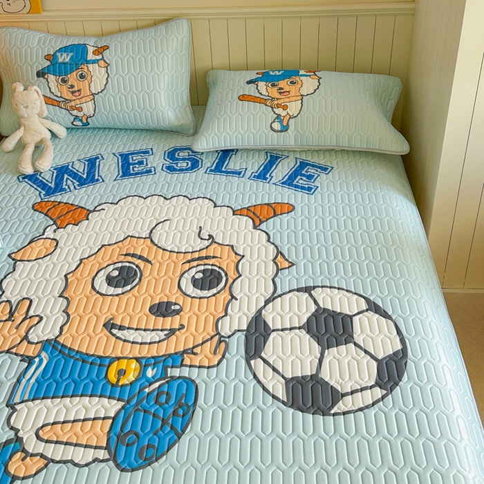 91家纺网 家纺一手货源 找家纺 金爱家 2025新款凉感丝乳胶凉席 乳胶-足球小子