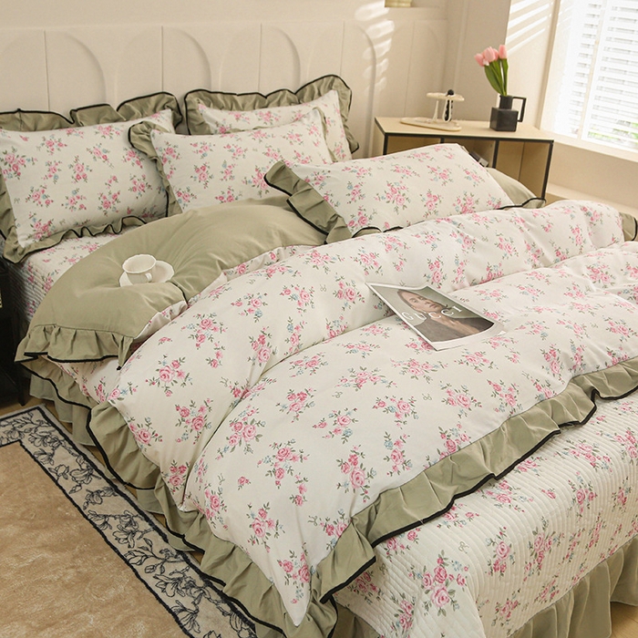 91家纺网 家纺一手货源 找家纺 铠畅家纺 2025新款有氧双层纱印花夹棉床盖四件套-终版 晨曦微露