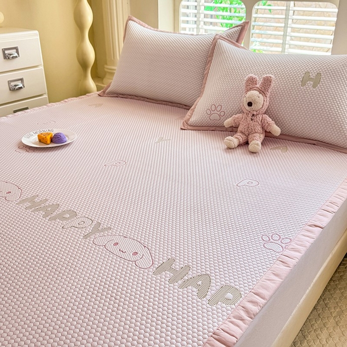 91家纺网 家纺一手货源 找家纺 绒世界 2025新款A类提花凉感豆豆复合凉席套件 提花豆豆-小狗