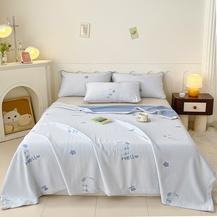 卡伦家纺2025凉豆豆冰丝毯系列 卡皮巴拉——蓝