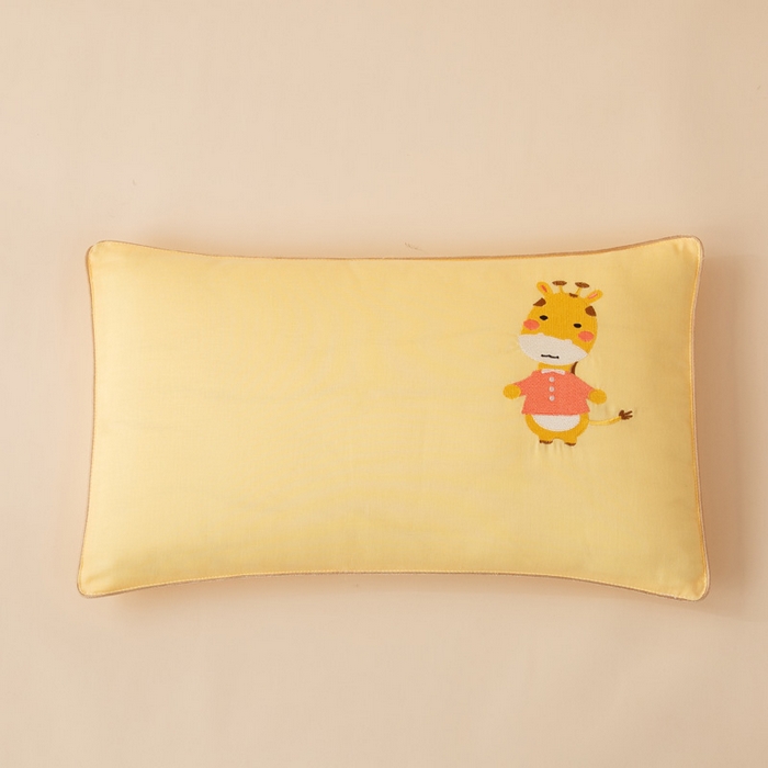 91家纺网 家纺一手货源 找家纺 喜多兔2025新款小轻柔纯棉双层纱枕套枕头 黄色萌小鹿