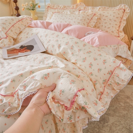 91家纺网 家纺一手货源 找家纺 （总）缦彩 2025新款韩版纯棉床裙四件套