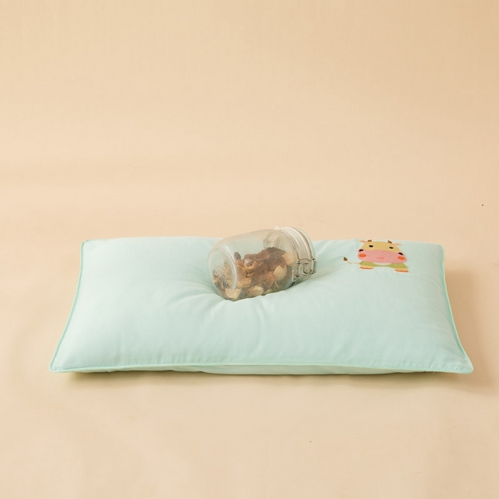 91家纺网 家纺一手货源 找家纺 喜多兔2025新款小轻柔纯棉双层纱枕套枕头 绿色萌小牛