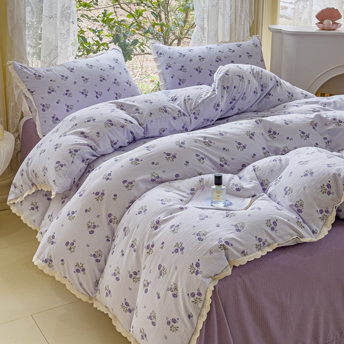 91家纺网 家纺一手货源 找家纺 可思家纺 2025新款法式皱皱纱四件套 绮梦