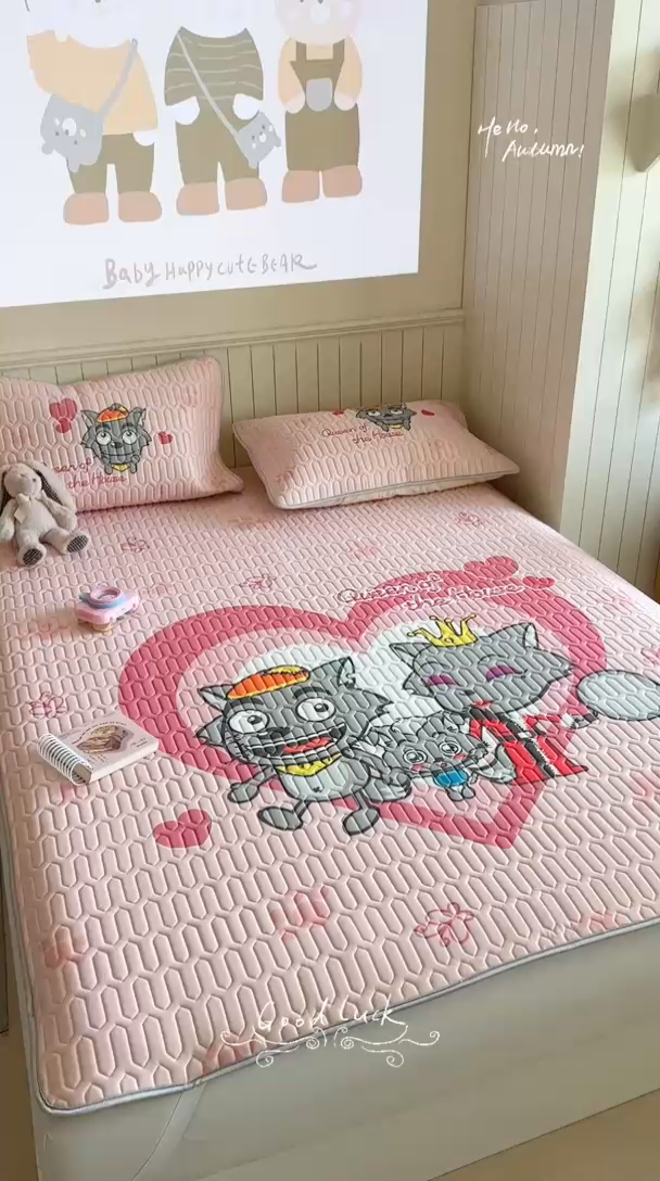 91家纺网 家纺一手货源 找家纺 金爱家 2025新款凉感丝乳胶凉席 乳胶-灰灰家族