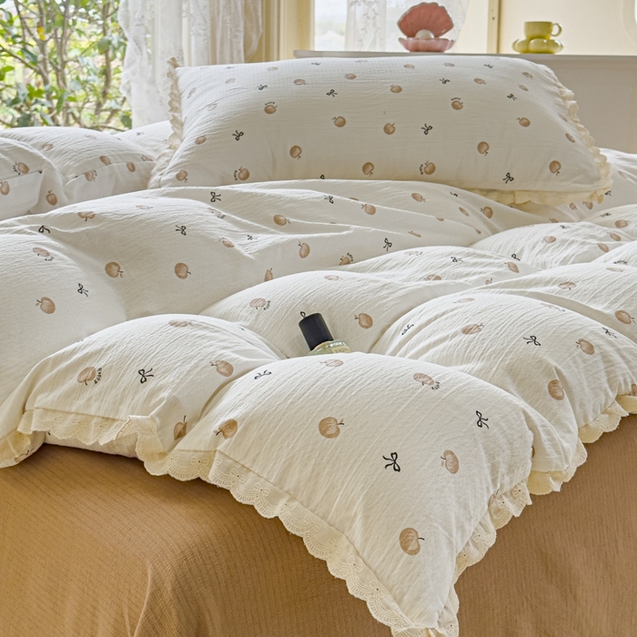 91家纺网 家纺一手货源 找家纺 可思家纺 2025新款法式皱皱纱四件套 极简主义