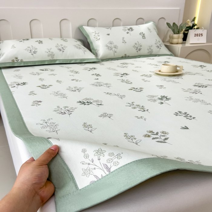 91家纺网 家纺一手货源 找家纺 倾慕家纺 2025年新款600D丝滑冰丝凉席-床席款 清凉一叶