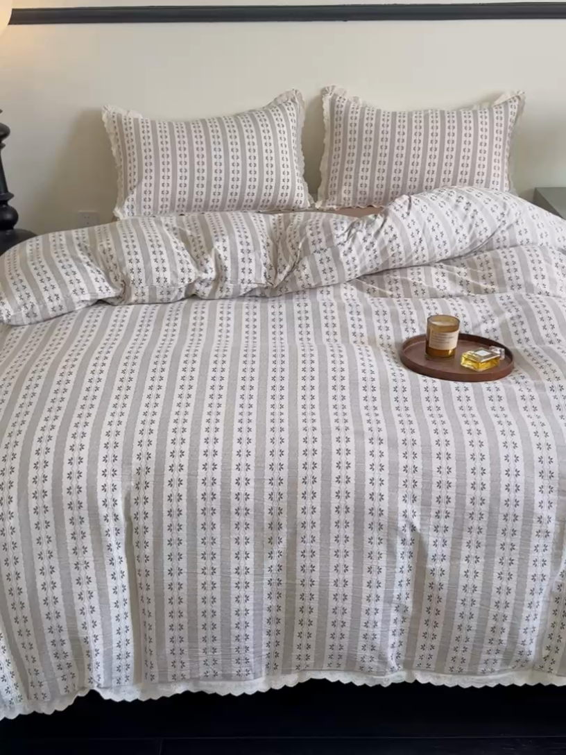 91家纺网 家纺一手货源 找家纺 可思家纺 2025新款法式皱皱纱四件套 罗马假日