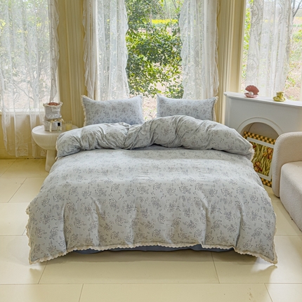 可思家纺 2025新款法式皱皱纱四件套 莱茵河畔