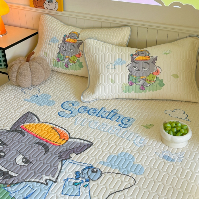 91家纺网 家纺一手货源 找家纺 金爱家 2025新款凉感丝乳胶凉席 乳胶-灰灰爱吃鱼