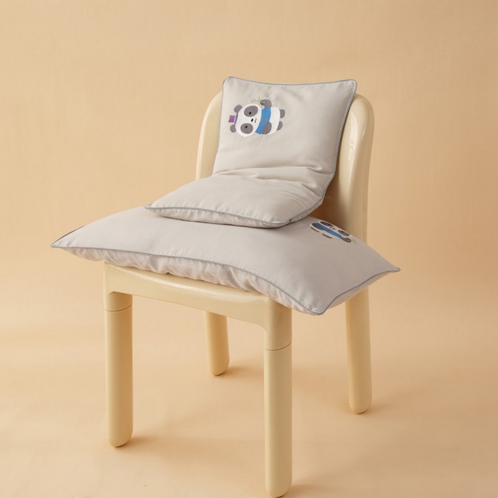 91家纺网 家纺一手货源 找家纺 喜多兔2025新款小轻柔纯棉双层纱枕套枕头 灰色萌熊猫