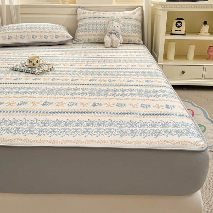 91家纺网 家纺一手货源 找家纺 （总）星座家纺 2025新款斜纹提花凉感丝凉席床笠款三件套