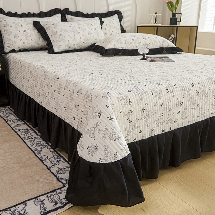 91家纺网 家纺一手货源 找家纺 铠畅家纺 2025新款有氧双层纱印花夹棉床盖四件套-终版 沉香