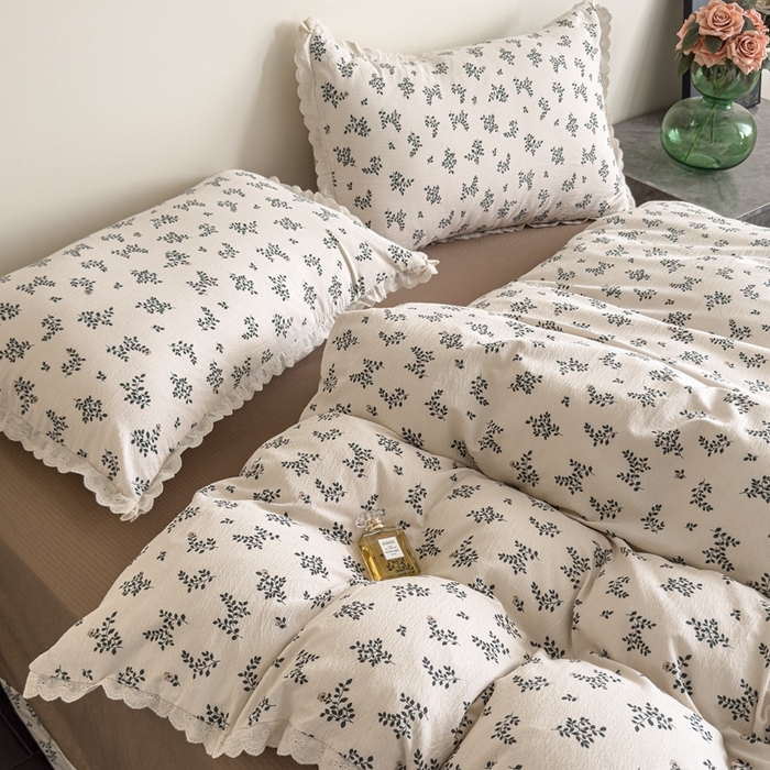 91家纺网 家纺一手货源 找家纺 可思家纺 2025新款法式皱皱纱四件套 秋语