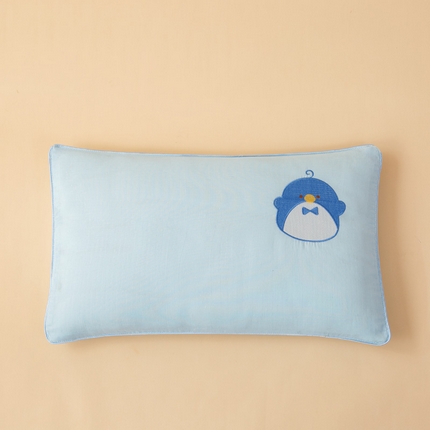 喜多兔2025新款小轻柔纯棉双层纱枕套枕头 蓝色Q企鹅