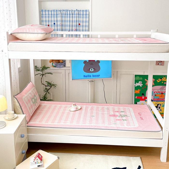 91家纺网 家纺一手货源 找家纺 川悦生活 2025新款大阪冰豆豆凉感凉席三件套 杏运花