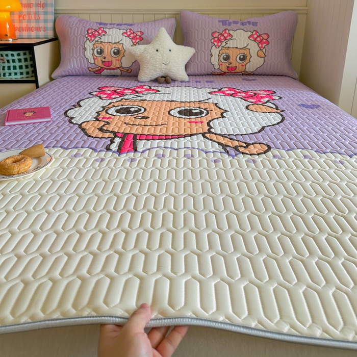 91家纺网 家纺一手货源 找家纺 金爱家 2025新款凉感丝乳胶凉席 乳胶-美羊羊公主