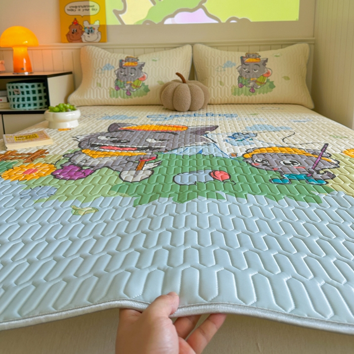 91家纺网 家纺一手货源 找家纺 金爱家 2025新款凉感丝乳胶凉席 乳胶-灰灰爱吃鱼