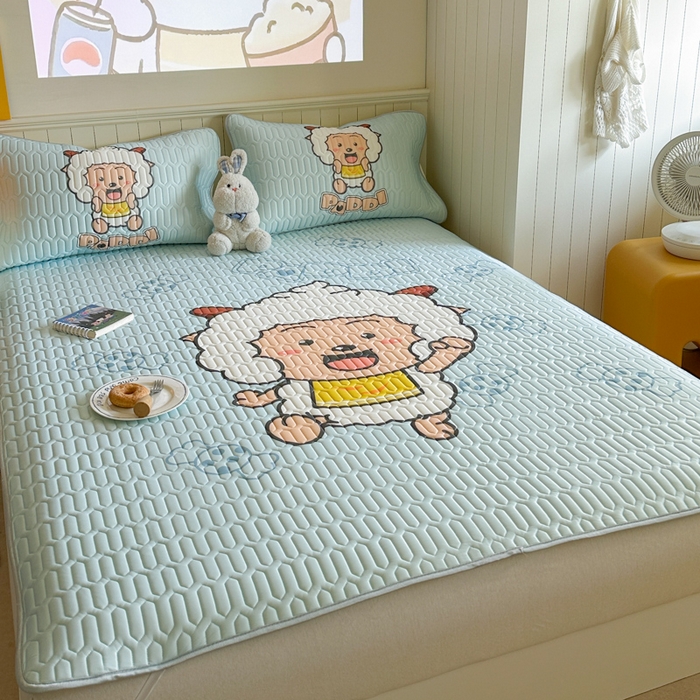 91家纺网 家纺一手货源 找家纺 金爱家 2025新款凉感丝乳胶凉席 乳胶-懒羊羊