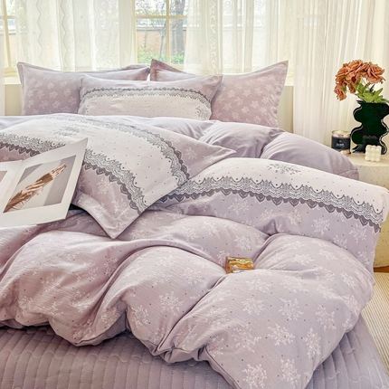 91家纺网 家纺一手货源 找家纺 （总）2025斯卡诺新款拼色针织水洗棉床盖四件套