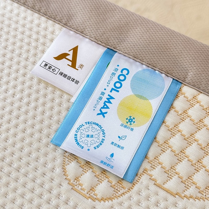 91家纺网 家纺一手货源 找家纺 丝印良品 2025新款A类提花凉感豆豆复合凉席套件 提花豆豆-米琦