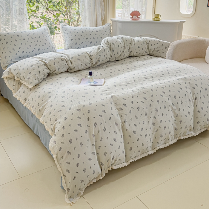 91家纺网 家纺一手货源 找家纺 可思家纺 2025新款法式皱皱纱四件套 南城旧事