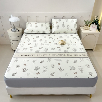 2025年新款600D丝滑冰丝凉席-床笠款 松鼠乐园