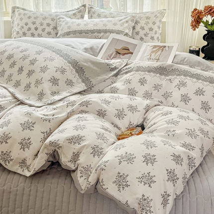 91家纺网 家纺一手货源 找家纺 （总）2025斯卡诺新款拼色针织水洗棉床盖四件套